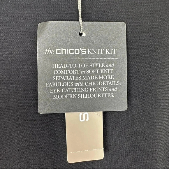 Chicos Women’s Knit Kit Pintuck Topper Size 2/12 Black Pleated Batwing Sleeve - Picture 5 of 9